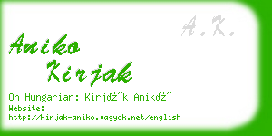 aniko kirjak business card